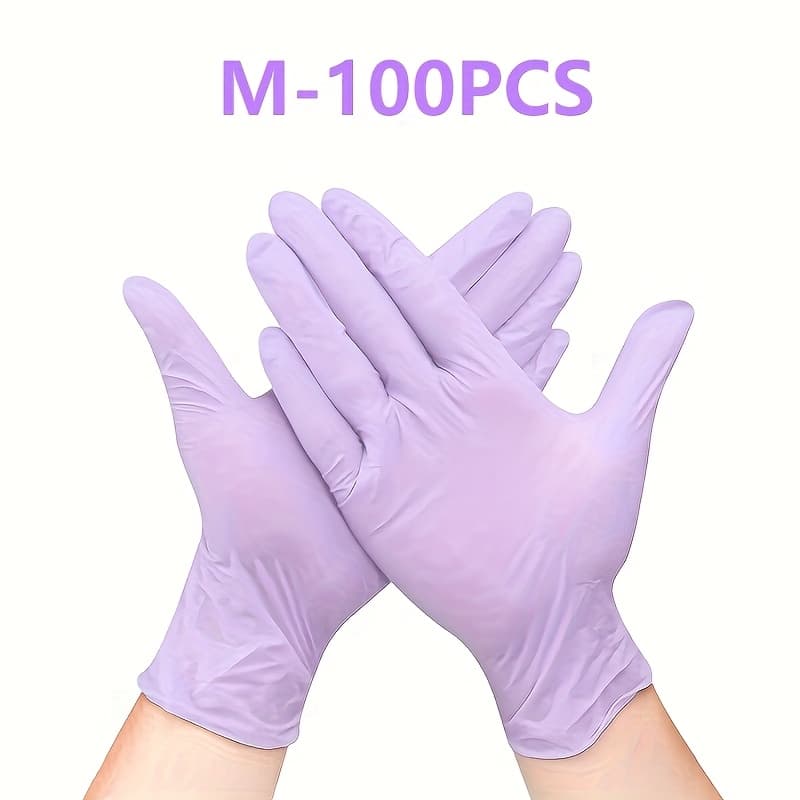 TEMU 100pcs Nitrile Gloves, 9-inch Purple Blue Rubber Gloves, Suitable For Waterproof And Anti Slip, Holiday Gifts, Kitchen Dishwashing Gloves, Home Cleaning Gloves, Bathroom Cleaning Gloves