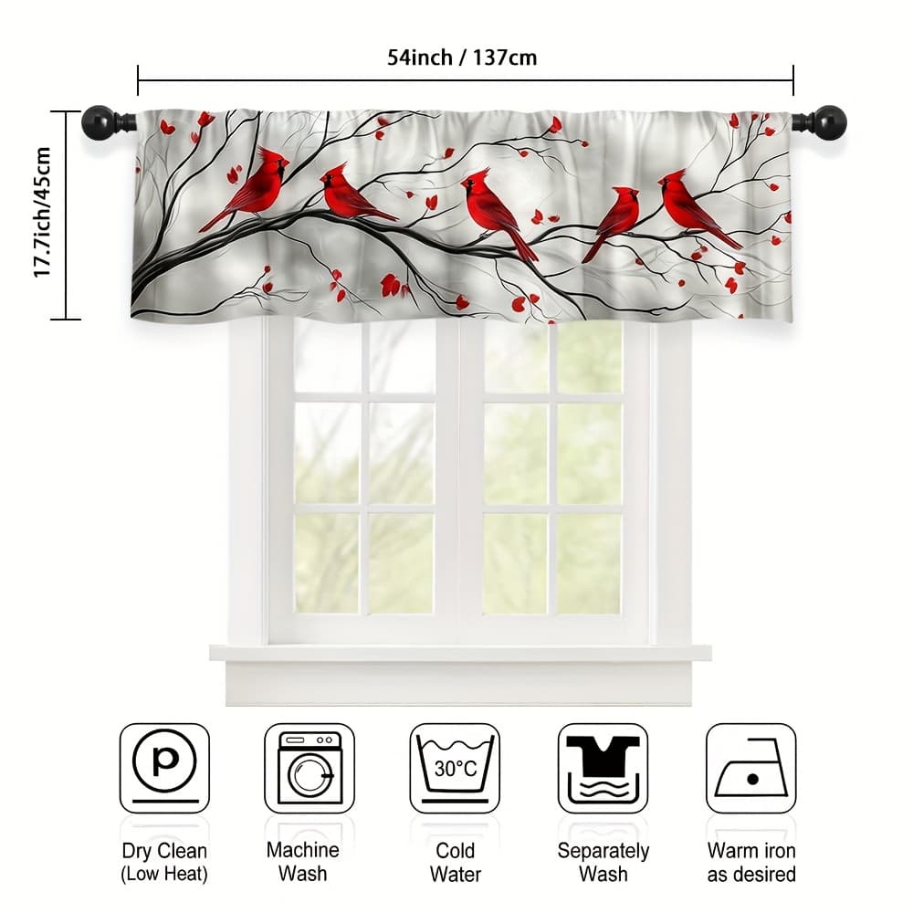 TEMU 2d Flat - 2d Flat - 1pc Tree Birds Valance Curtain 2d Flat Printing Pocket For Rod, Matches Bathroom, Kitchen, Art , Home Decoration, Room Accent, Looks Stunning