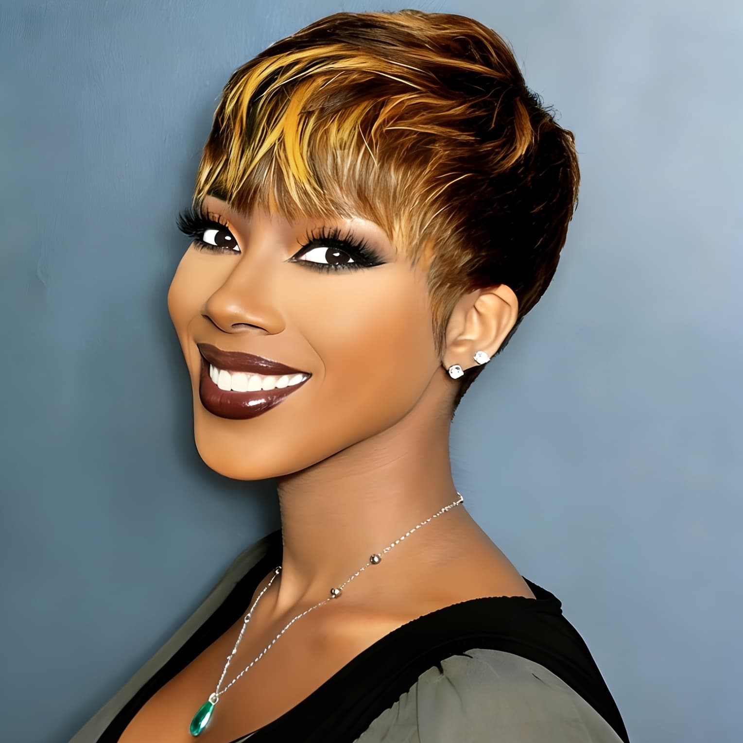 TEMU Stylish Short Brown Wigs Featuring Blonde Bangs, Perfect For Occasions Like Halloween, Christmas Parties, And Music Festivals