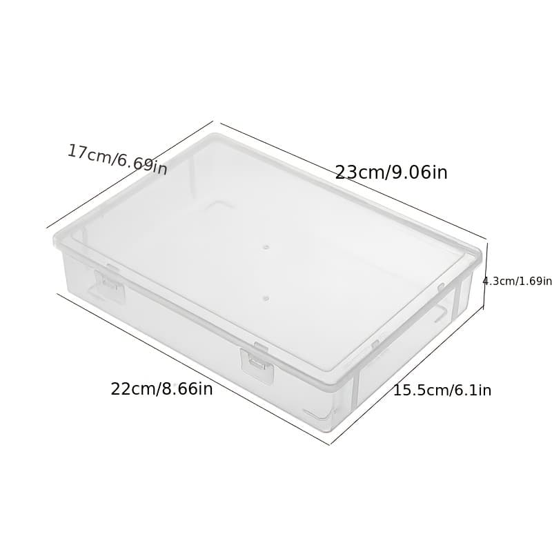 TEMU Transparent Plastic Storage Box With - Durable Desktop Organizer, Suitable For Office And School Supplies, File Storage | Clear Storage Box | Durable Plastic Storage Container