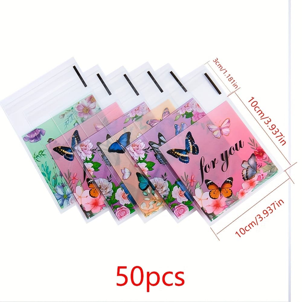 TEMU 50pcs Vintage Transparent Self-adhesive Plastic Bags For , Gifts & Snack Packaging - Mingxuan, Jewelry Making Display & Packaging Supplies, Beading&jewelry Making