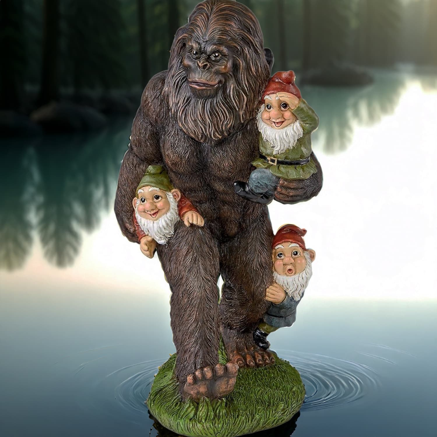 TEMU A Rustic Resin Garden Gnome Statue, Gorilla And Dwarf Statues, Decorative Courtyard Art, Farmhouse Style Sculpture, Suitable For Courtyards, Decks, Lawns, And Outdoor Spaces