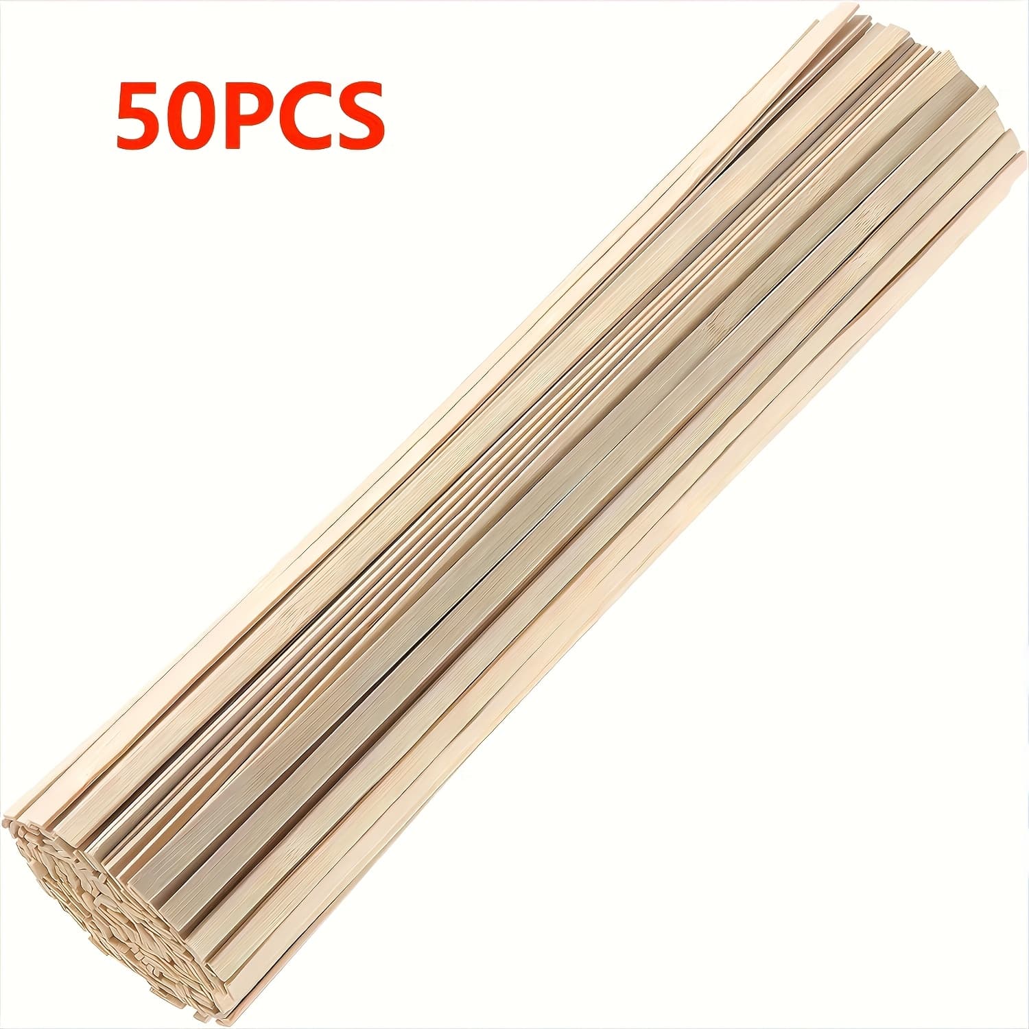 TEMU 50pcs Bamboo Craft Sticks - Lightweight Woodworking Material For, Model Making, Furniture Carving & Handicrafts - Durable Bamboo Wood Slats Crafts, Woodworking, Slats For Shelves & Boards