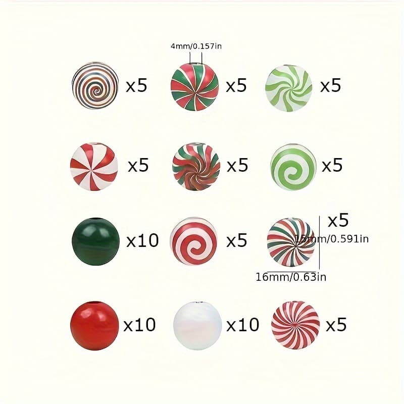 TEMU 75pcs Wooden Christmas - Red & Holiday Decorative Beads For Diy Bracelets, , And Party Crafts