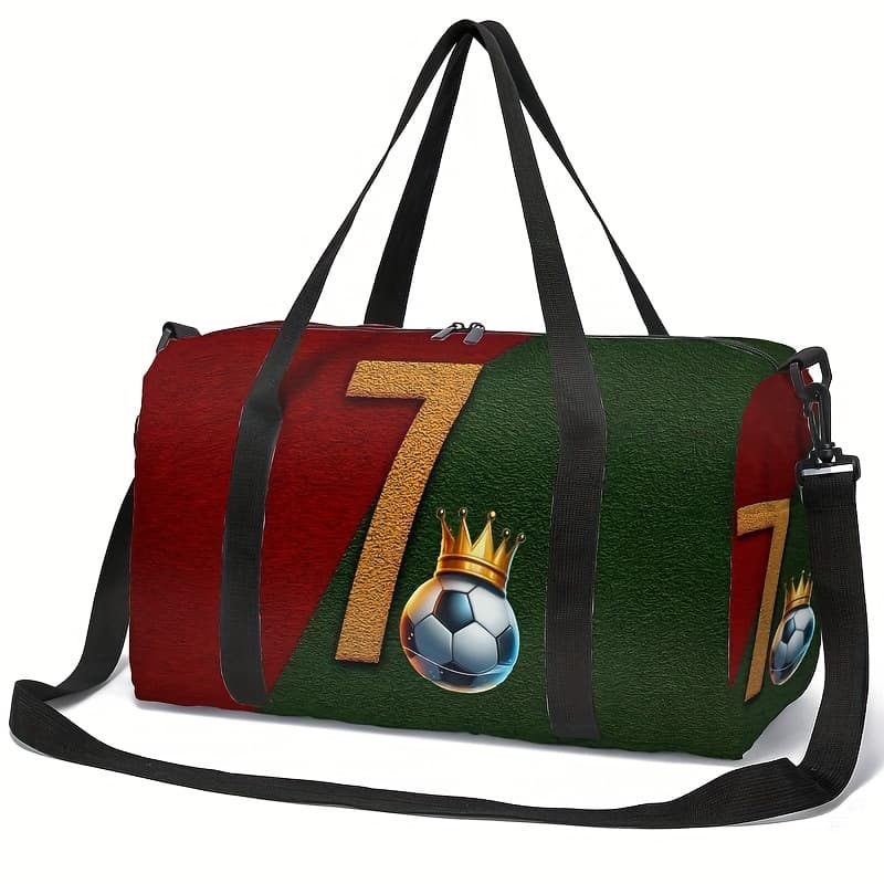 TEMU Large Capacity Soccer Print Travel Bag - Durable, Creative Sports Duffel With Shoulder Strap For , Polyester, Hand-washable, Colors, Soccer Bag