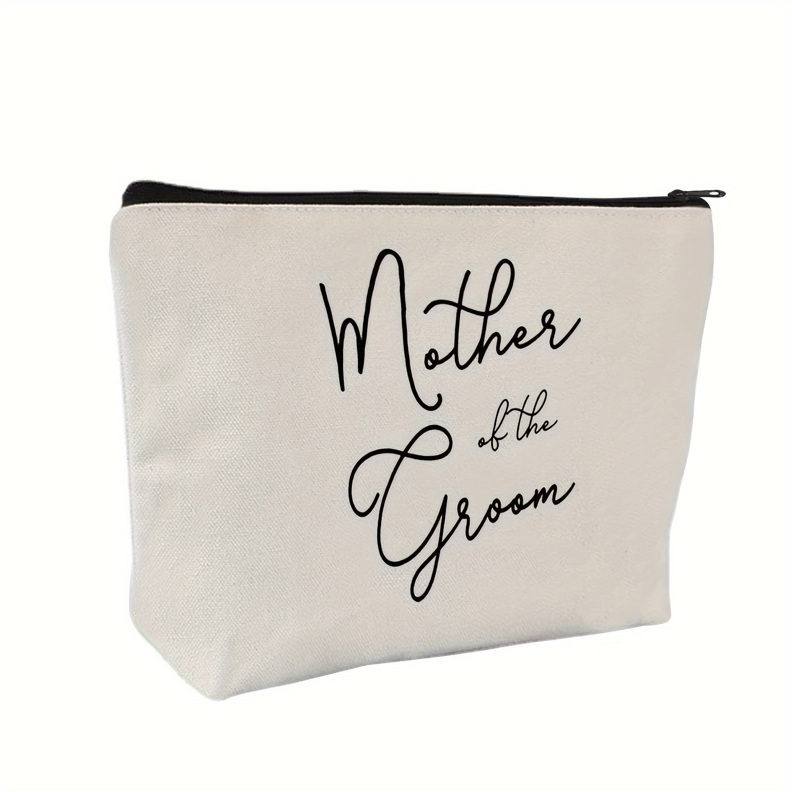 TEMU Canvas Cosmetic Bag For Mother Of The Groom - Hypoallergenic Unisex-adult Makeup Pouch - Elegant Wedding Day Gift For Mom - Non-waterproof Bridal Party Accessory