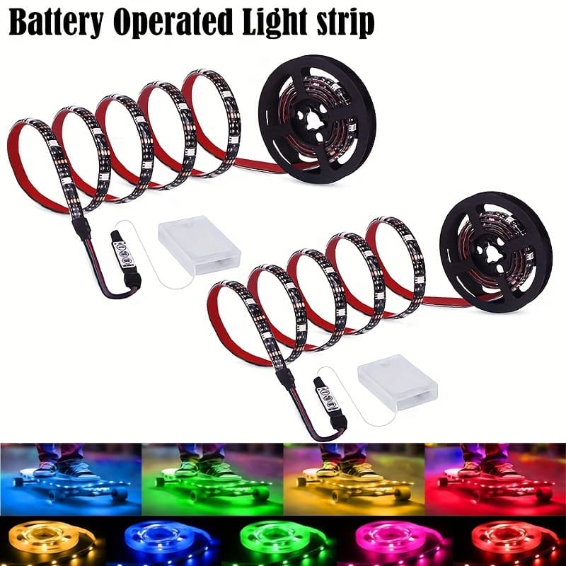 TEMU Led Strip Lights Battery Powered Rgb Led Lights Strip Battery Operated Led Battery Lights With 3 Keys Controller Waterproof Battery Led Strip Rope Lights For Decoration