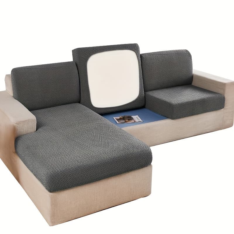 TEMU 6pcs/set Large Jacquard Stretchable Sofa Cushion Cover, High Elastic Jacquard Sofa Cushion Cover, Easy To Clean And Durable, Home Decoration