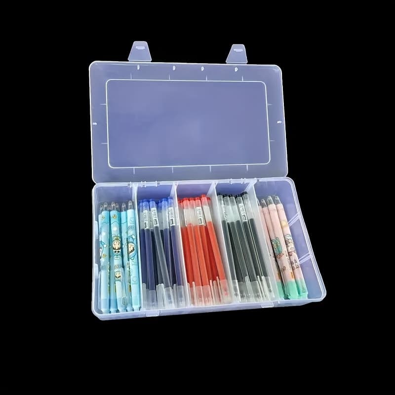 TEMU Transparent Plastic Organizer Case With Removable Layers - Stackable Multi-compartment Suitable For Pens, Pencils, Markers - Plastic Shelf For, Office, Supplies Storage - Assembly, Use