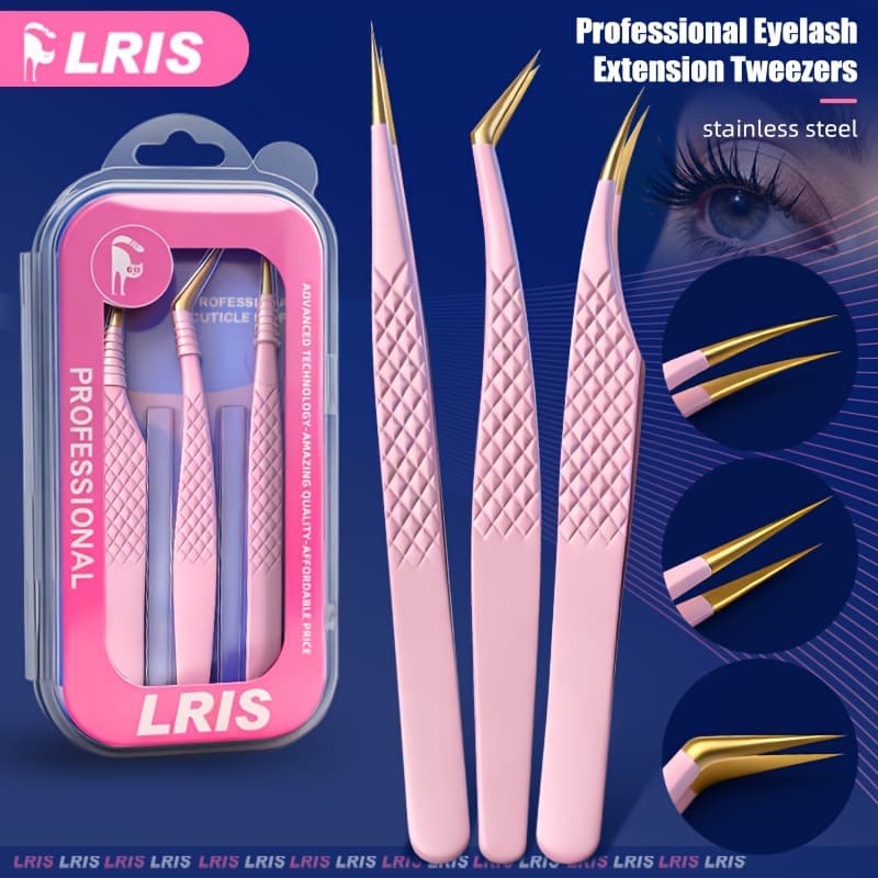 TEMU 3pcs Professional Eyelash Extension Tweezers | Stainless Steel, Dolphin-shaped Precision Tweezers With Non-slip Tips, Safe For Skin, Ideal For Professional Eyelash Stylists