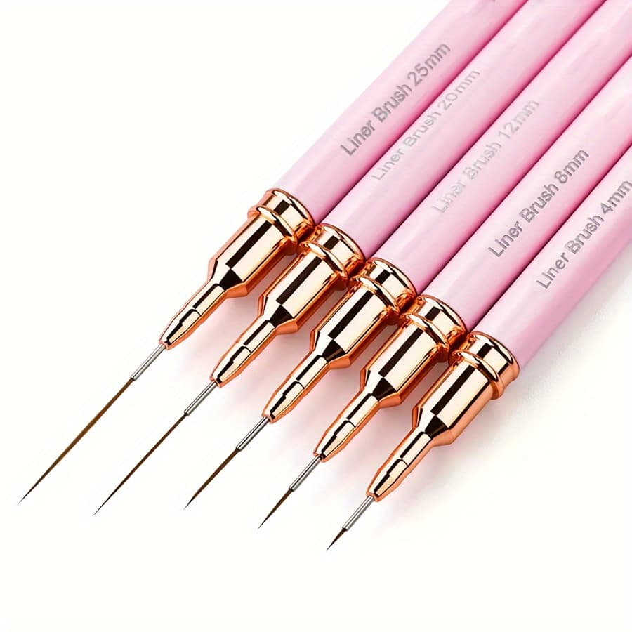 TEMU Aridito Pink 5pcs Nail Liner Brush Set (4/8/12/20/25mm)