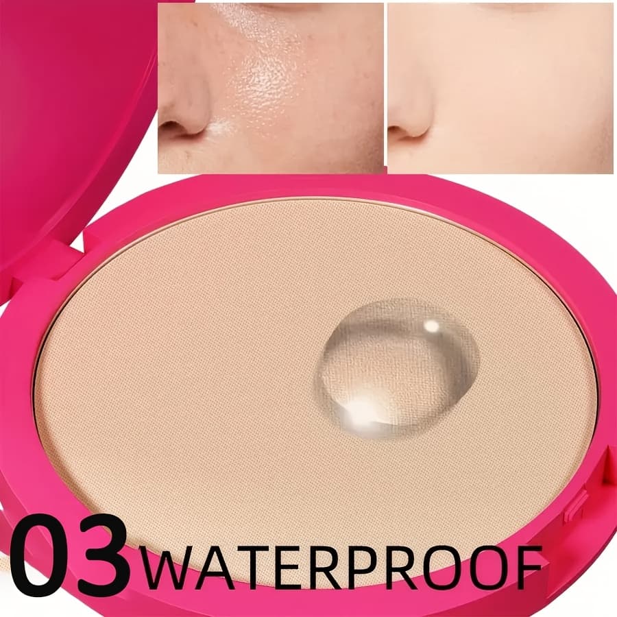 TEMU Powder Foundation, Waterproof, Matte End, Full Coverage, Non-cakey, Suitable For Types, Light To Medium Tone, 0.31 Oz