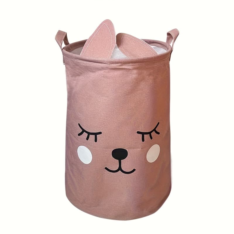 TEMU Folding Dirty Clothes Basket 38 Liter Round Rabbit Laundry Basket Home Clothing Organizer Cartoon Fabric Storage Bucket, Laundry Baskets