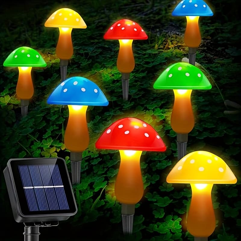 TEMU Upgraded Solar Mushroom Lawn Light, Outdoor Garden Decoration Light, 8 Head Mushroom Decorations, 8 ,, Solar Christmas Lights, For Garden, Christmas And Thanksgiving Decorations Ip45