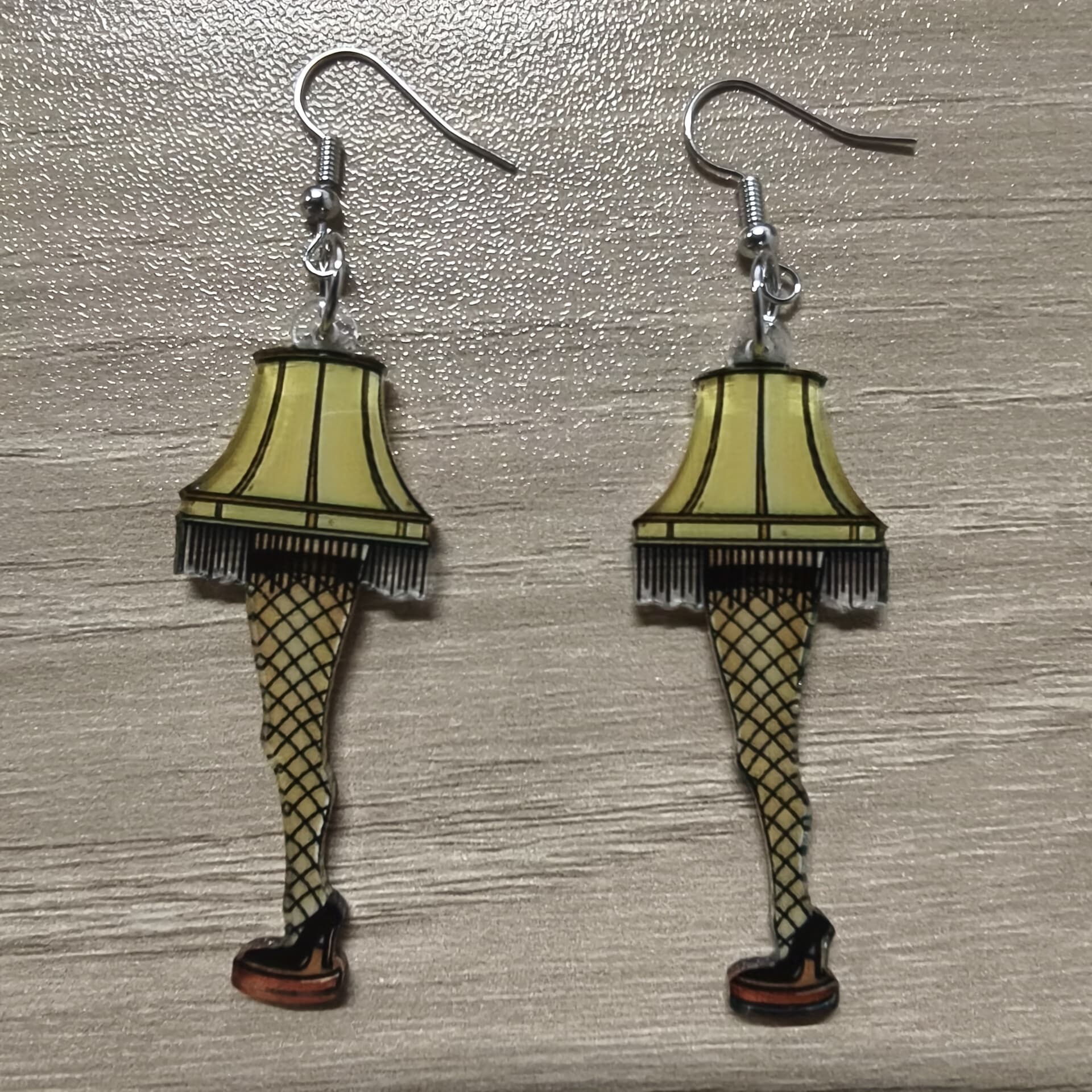 TEMU Chic Abstract Desk Lamp Leg Dangle Earrings - Acrylic, Alloy Posts, Perfect For Christmas & Festive Occasions