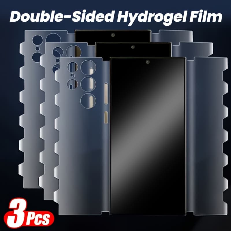 TEMU 3pcs 360° Hydrogel Film For Galaxy S25 Ultra S24 Fe S23 S22 S21 S20 Fe Full Cover Front Back Soft Screen Protector On Note 20 Ultra Protective Film Not-glass [with Location Artifact, ]