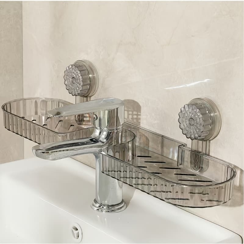 TEMU A Non-slip Storage Rack For Cups And Toiletries At The Sink Mirror Without A Mounting Hole, Suitable For Use In Washrooms, Toilets, And Shower Rooms