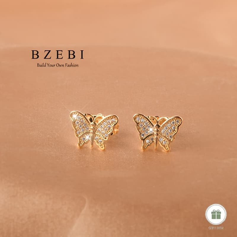 TEMU Synthetic Zirconia Stud Earrings, Fashionable And Elegant Sparkling Jewelry, Simple And Stylish, Gift For Women For Birthdays, Christmas, Halloween, , Valentine's Day, Comes With Gift Box 89e#