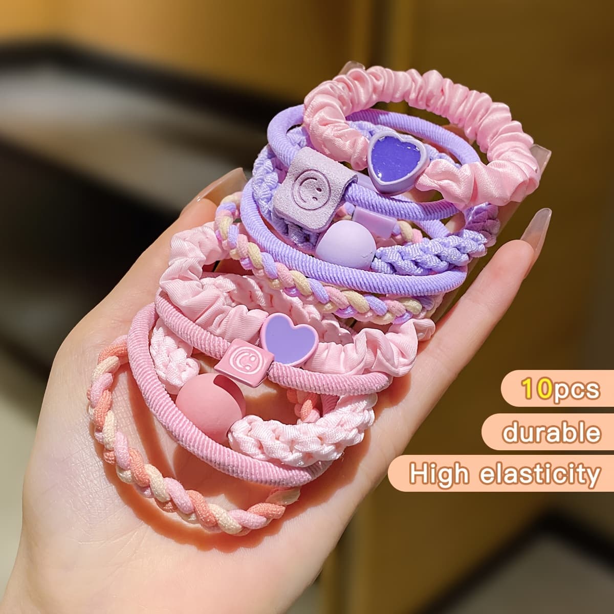TEMU 10pcs Elastic And Durable Hair Rings Korean Version Hair Tie Hair Accessories