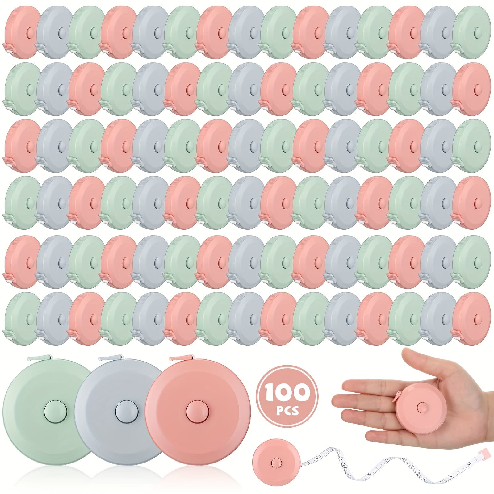 TEMU 100pcs 60 Inch Retractable Tape Measure | Soft Small Measurement Tape Mini Sewing Fabric Tape Measurer Flexible Pocket Cloth Fabric Measurement Digital Tape For Body