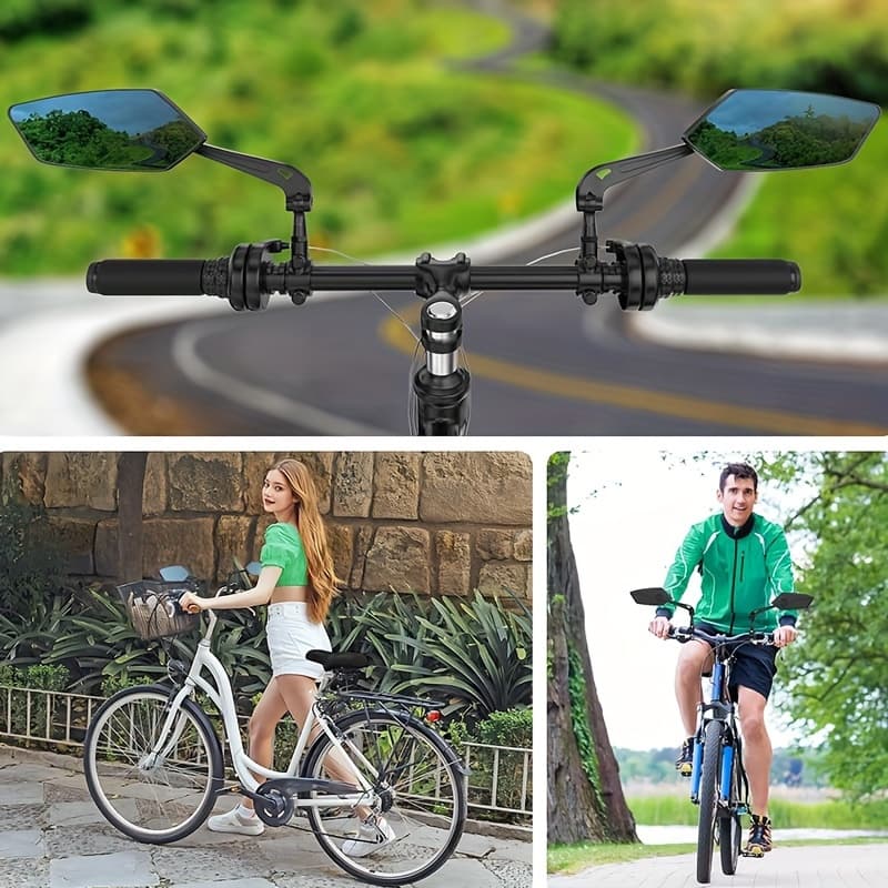 TEMU 2 Pcs 360° Adjustable Safety Bicycle Handlebar Mirrors Scratch-resistant Glass Lenses For A Of Bicycles With A Diameter Of 22-25mm Removable Handlebar Mirror Accessory For Bicycle Conversions