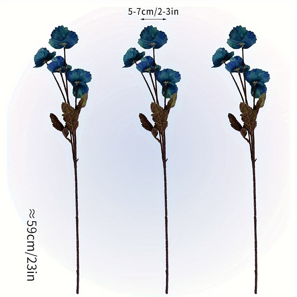 TEMU Artificial Poppies Flowers Blue Fake Flowers For Winter New Year Home Decor Poppy Flowers For Wedding Bouquets Table Centerpieces Floral Arrangements