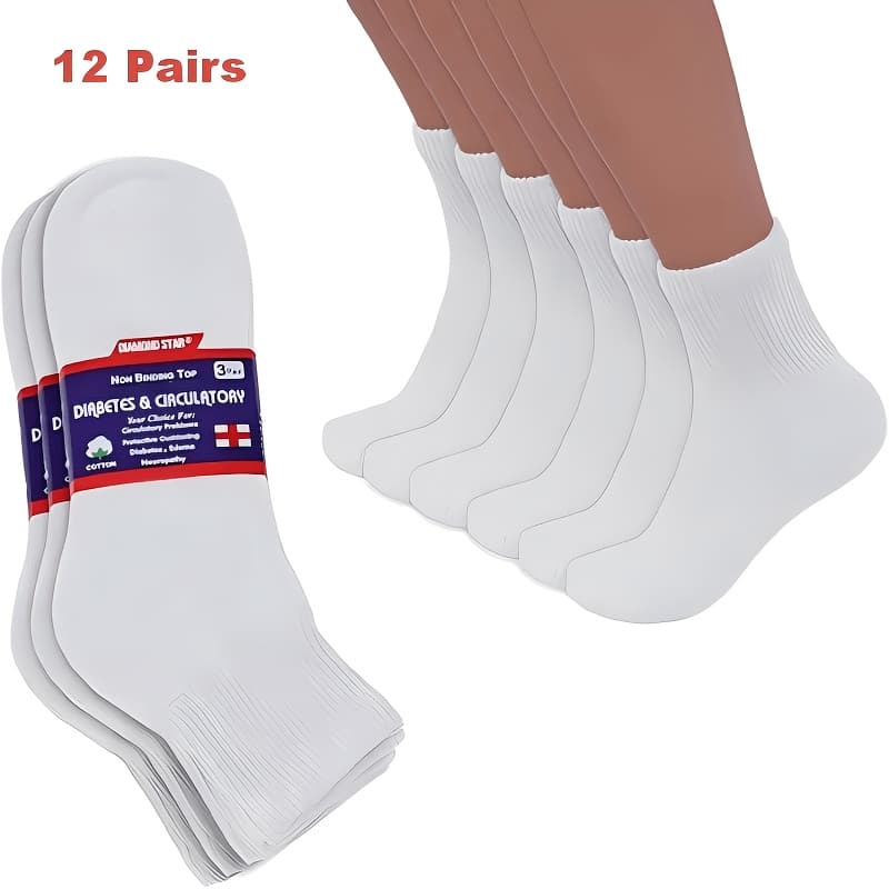 TEMU 12 Pairs Diabetic Low Cut Socks Non Binding Cushioned Seamless