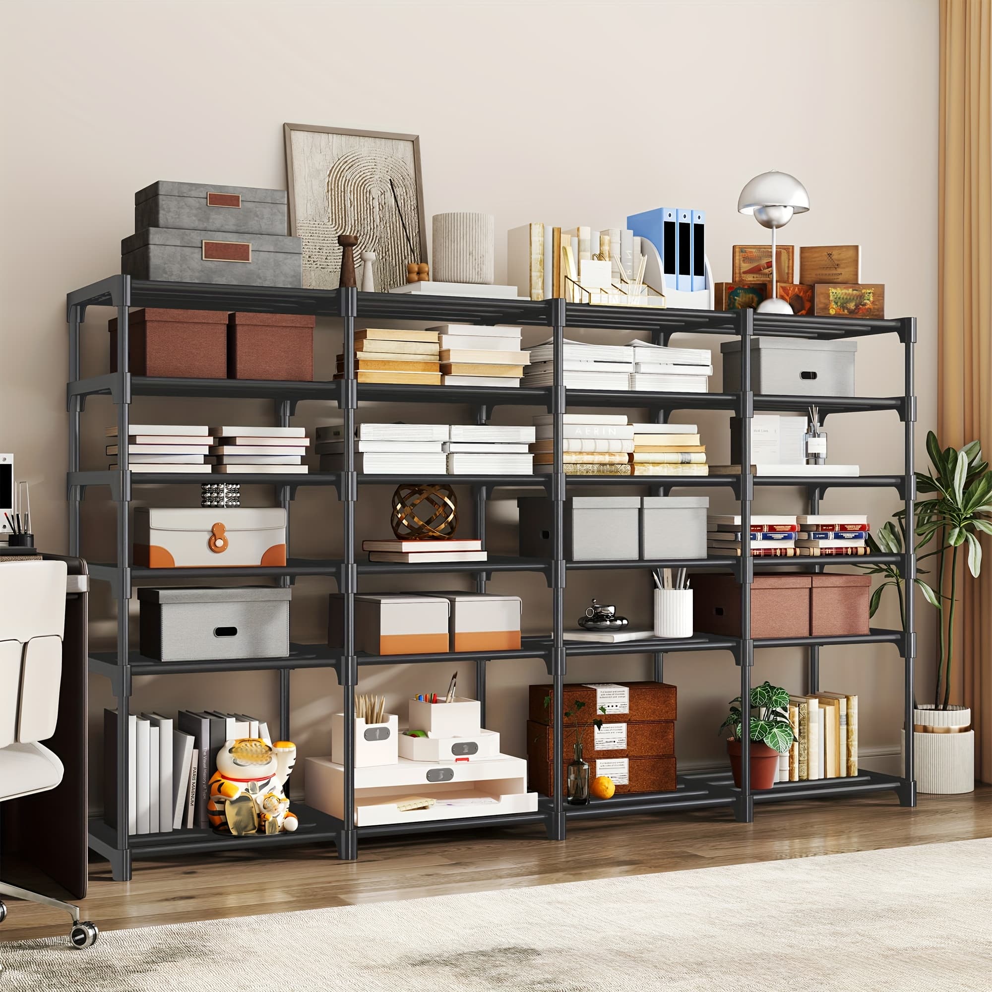 TEMU Bookshelf Office- Shoe Organizer Rack, Stackable Storage And Organization Shelves, Freestanding Space Saver For Entryway Closet Room Decor And Office