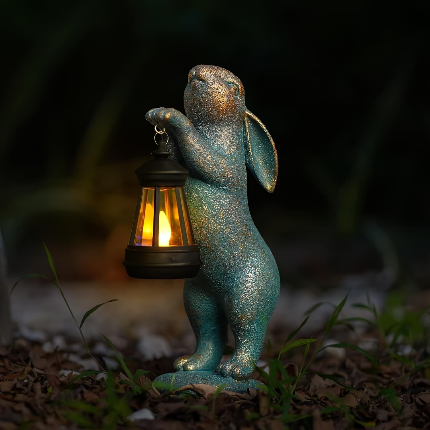 TEMU 1pc Solar Lantern Rabbit Garden Statue, Outdoor Rabbit Statue, Courtyard Lawn Decoration, Birthday Gift, Easter Home Furnishings, Level Ip44