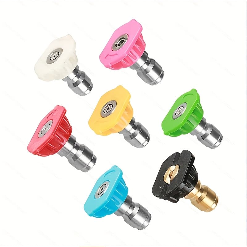 TEMU 7 High-pressure Washer Nozzles With 1/4" Male Thread Connectors, Including Soap, 0°, 15°, 25°, And 40° Cleaning Nozzles