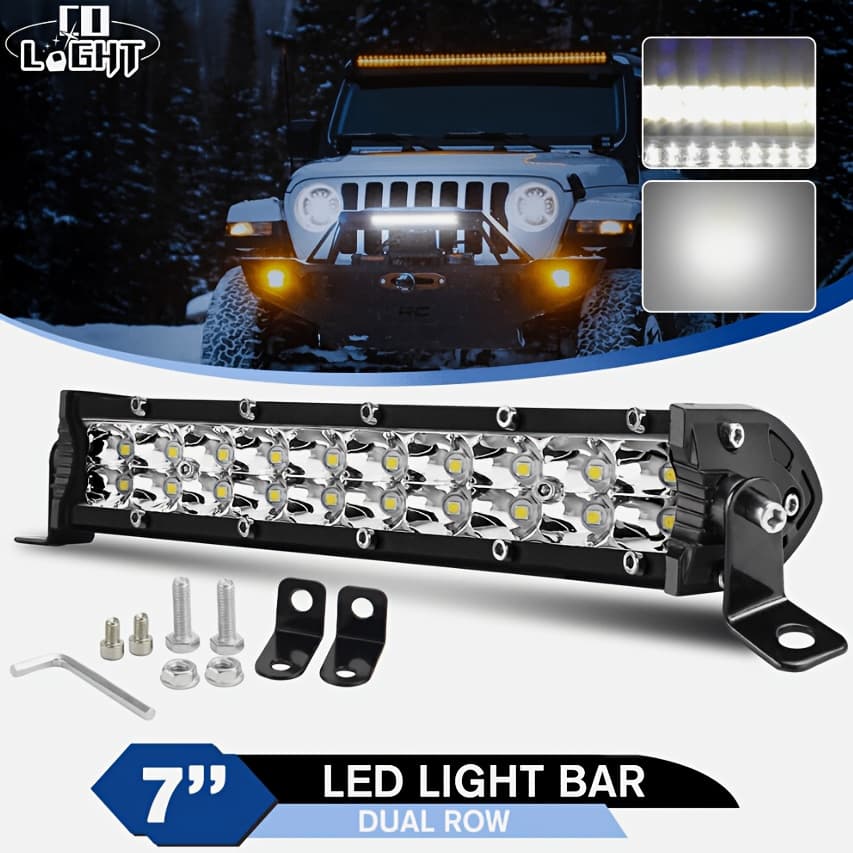 TEMU 7" Inch Slimest Led Light Bar Spot Beam Fog Snow Lamp For Truck 4wd Utv Suv Atv