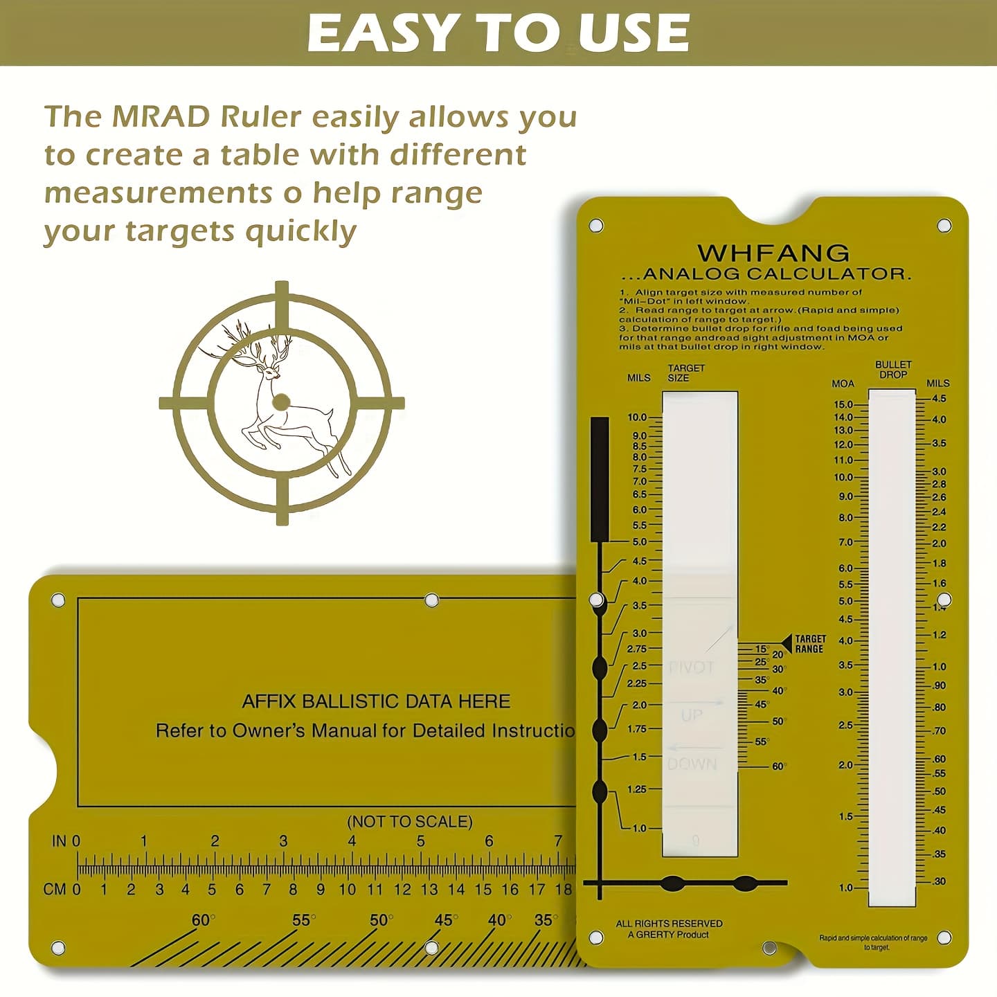 TEMU Slide Rule Calculator, Professional Gear, Ruler Range To Calculator Shooting Measurement Slide Rule Tool For Hunting And Long-range Shooting, Shooting , Hunting Targets, Shooting Calculator.