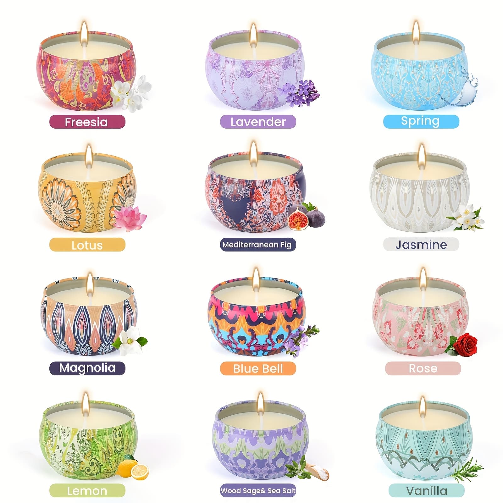 TEMU Candle Gift Women, 12 2.2 Ounces Soy Wax Candle Essential Oil Candles Home, Relax, Bathing, Yoga, Christmas Thanksgiving, Valentine&;s Day Gift For Halloween