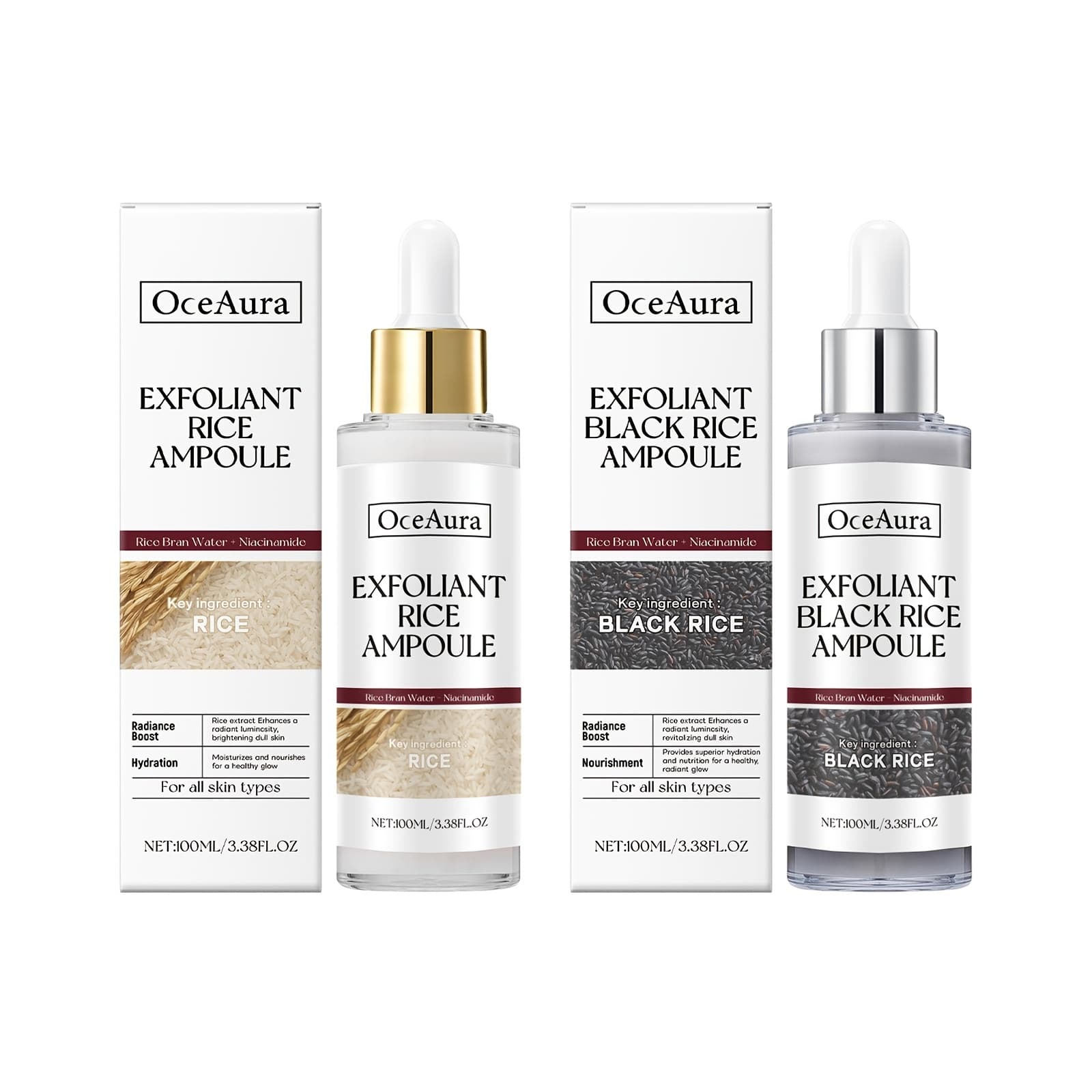 TEMU Rice Gentle Exfoliating Ampoule, Facial Shot Serum, Hydrating Pore Cleansing Exfoliant For , Vegan Daily Face Skincare, 3.38oz