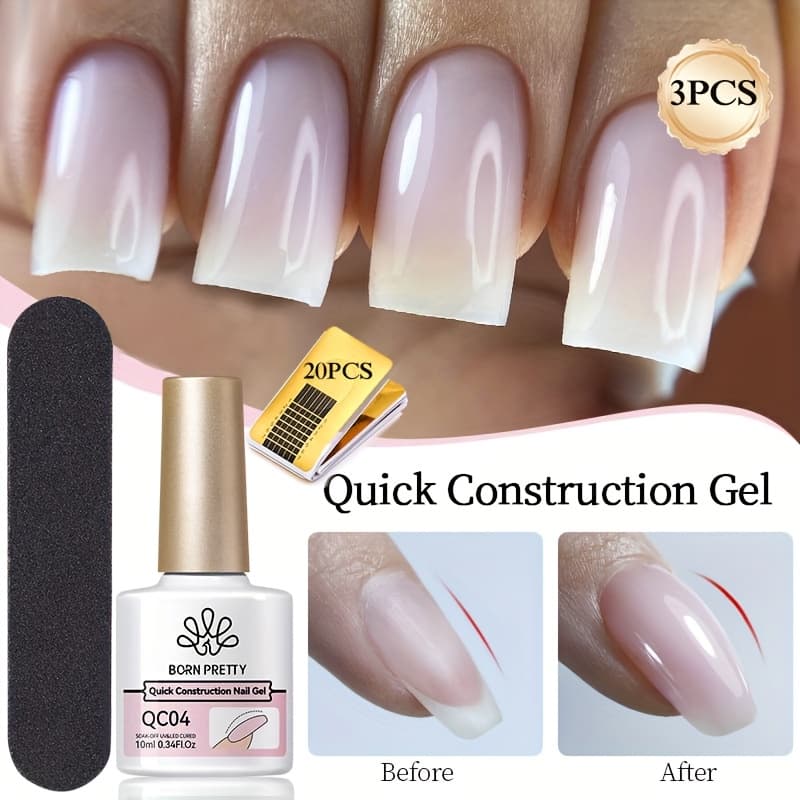 TEMU Born Pretty 3pcs/set 10ml Nude Pink Quick Construction Nail Gel Nail Polish Vernis Semi Permanent Gel Nail Art Extension Hard Gel