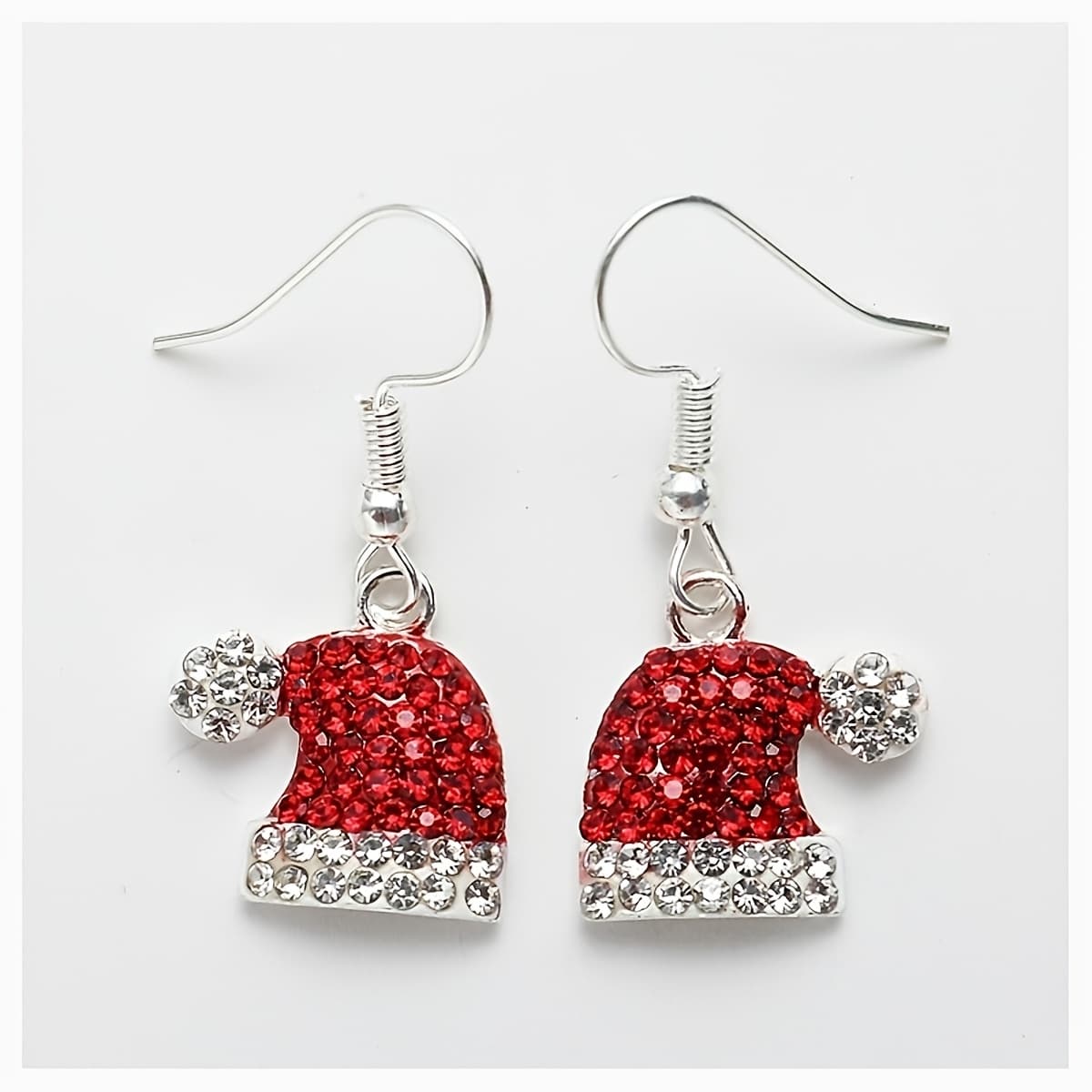 TEMU 2026 Adorable Christmas Hat Charm Earrings - Festive Jewelry Present, Perfect For Holiday