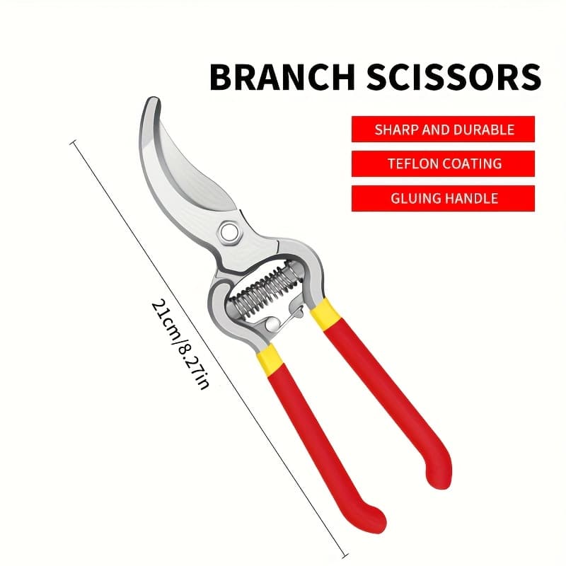 TEMU 1pc Professional Pruning Scissors, Anti-slip Arc-shaped Handle, Carbon Steel Garden Scissors, Rebound Scissors, Ergonomic Comfortable Anti-slip Grip