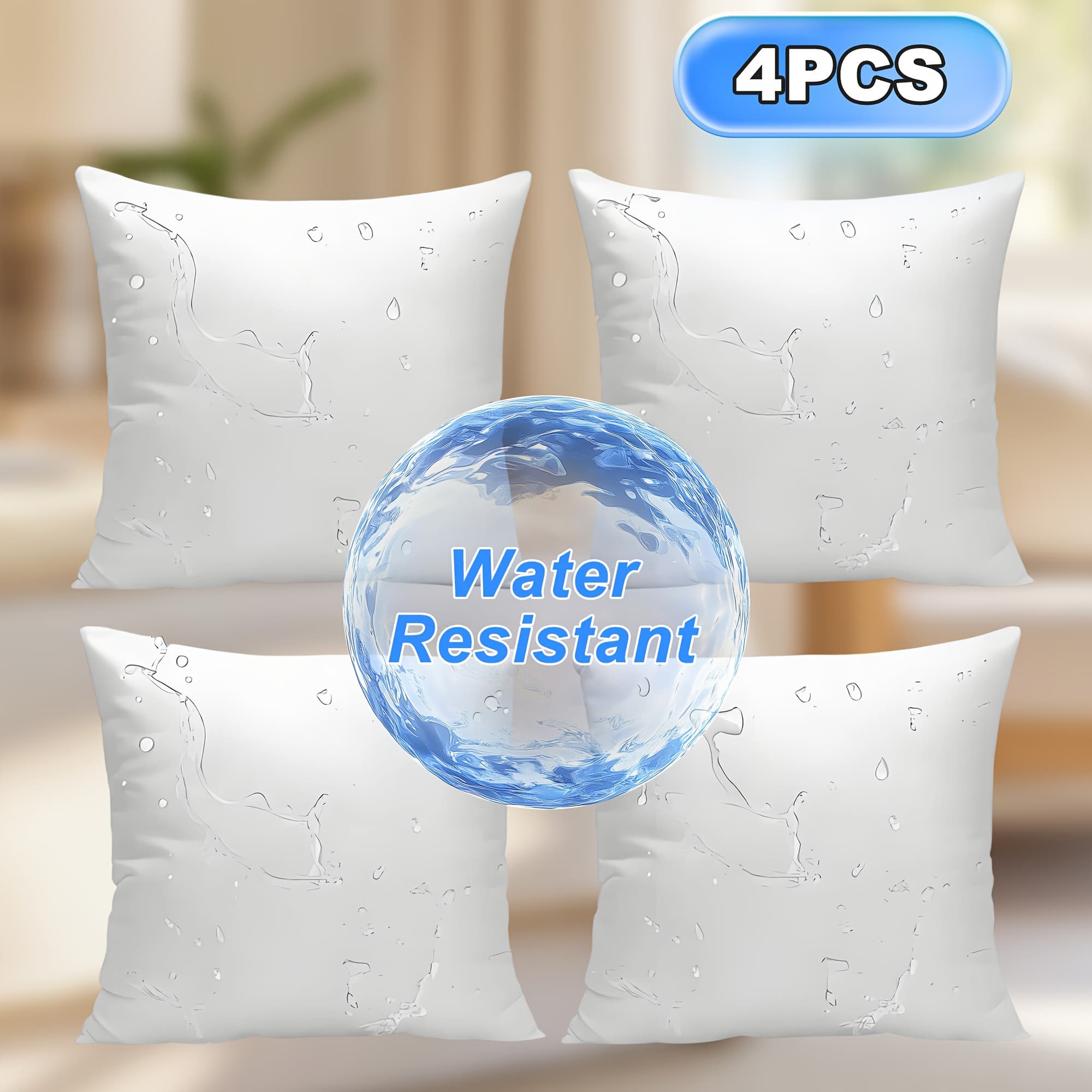 TEMU 4pcs Premium Pillow Inserts - Outdoor & Indoor Square Throw Pillow Cores, Soft & Supportive Rebound, Ideal For Home Decor, Bedding, Patio Furniture, Garden, Picnics & Pillowcase Filling