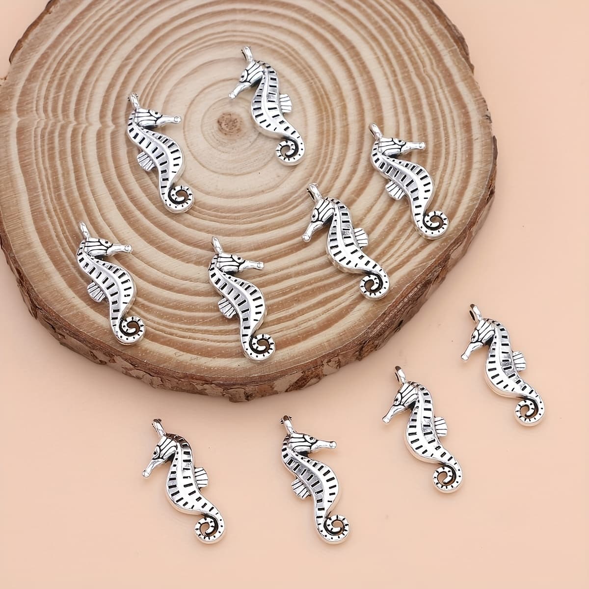 TEMU 10pcs Silvery Charms Sea Horse Pendants For Jewelry Making Handmade Necklace Earrings Key Chain Additions