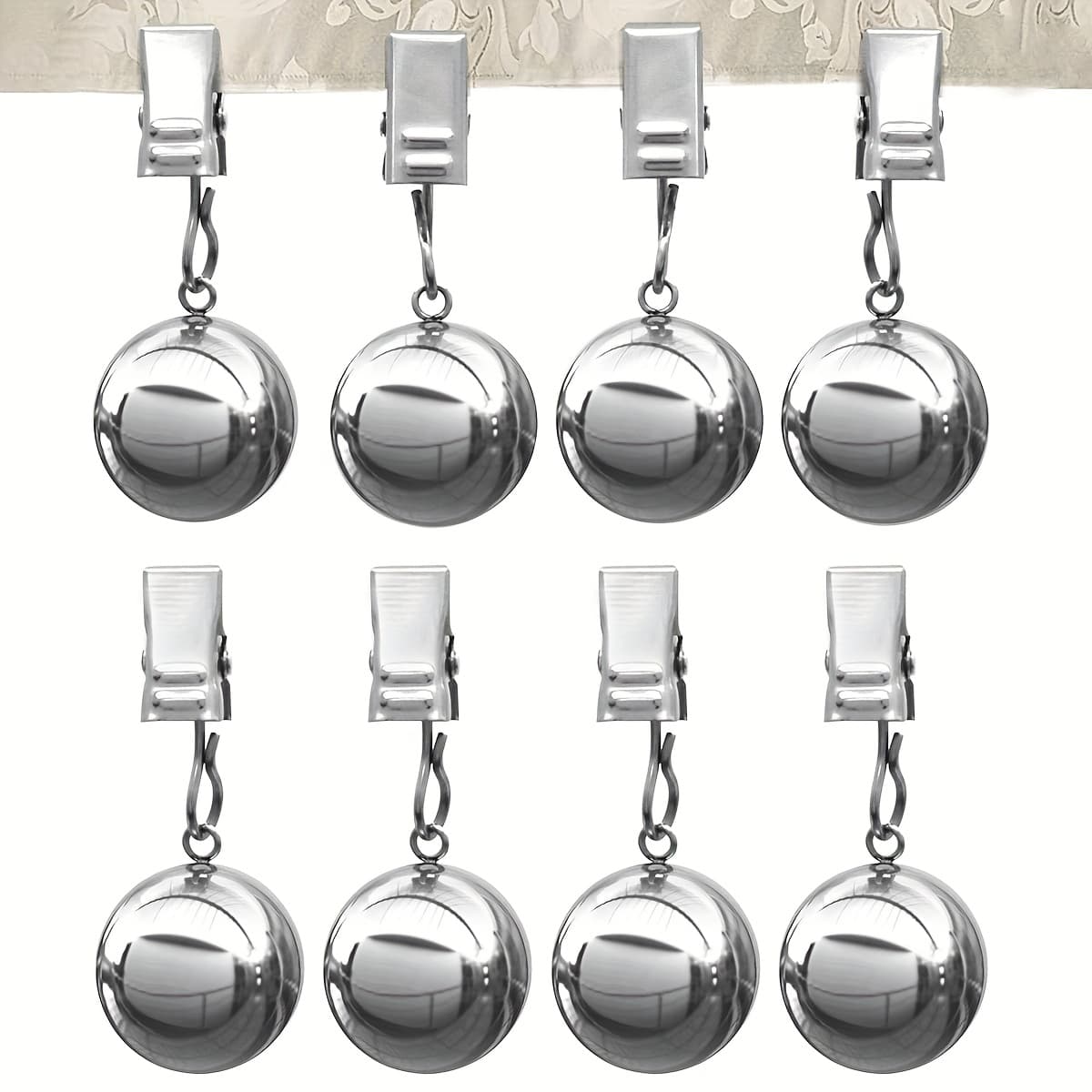 TEMU 4/6/8pcs Curtain Tablecloth Weights, Stainless Steel Balls With Clip, Tabletop Stable For Home Use, Outdoor, Camping, Weddings, Picnics