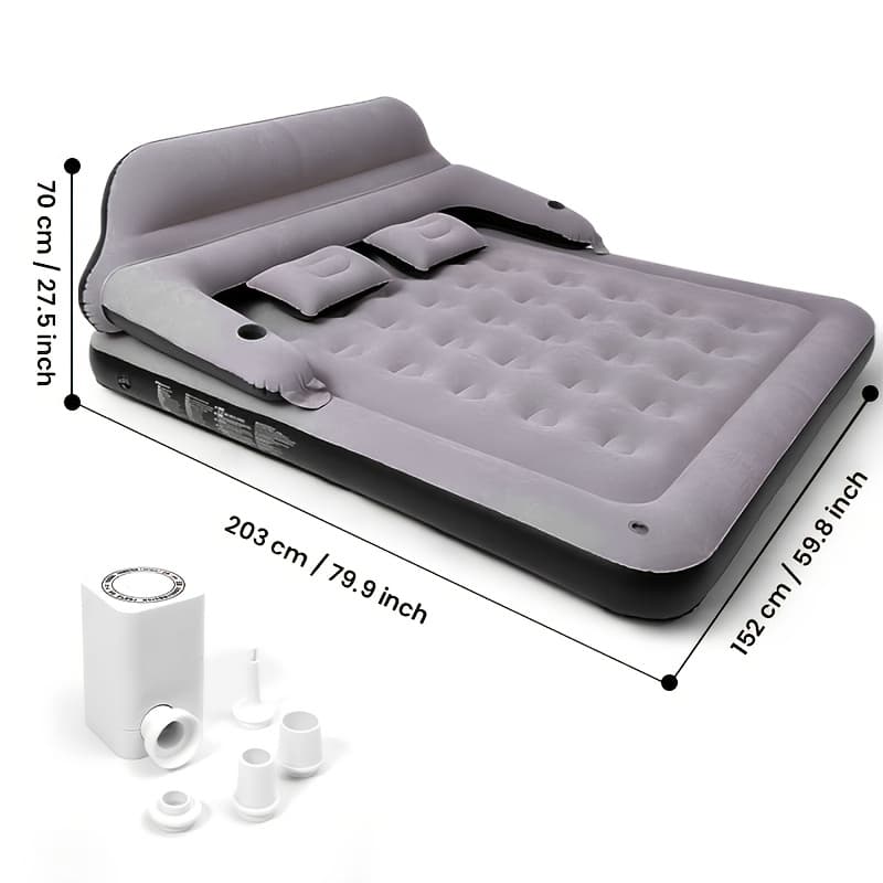 TEMU Double Bed Automatic Inflatable Mattress With Backrest Pillow With Inflatable Pump Portable Air Cushion Outdoor Camping Home Inflatable Mattress Bed