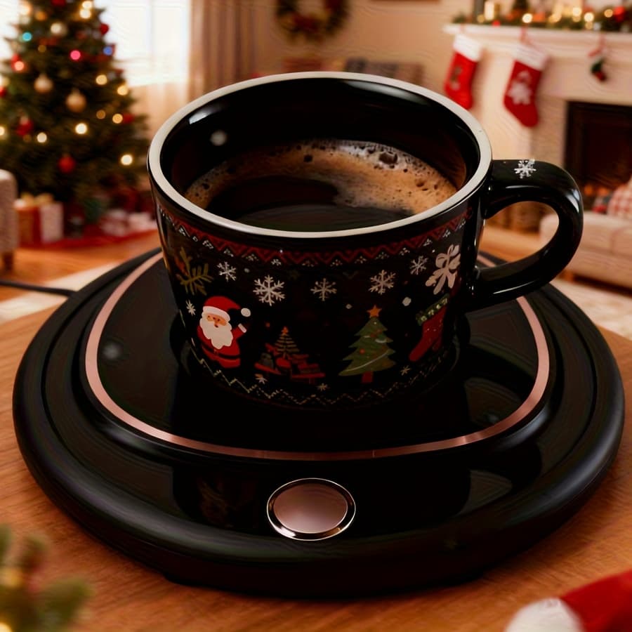 TEMU Mug Warmer With Fast Heating & Auto Shut-off Suitable For Desk, Plug-in For Coffee, Tea, Milk, Auto Shut Off, -type Plug ( Plug), For Office, Christmas/birthday Gift, Plastic Coaster Heater