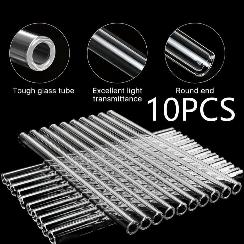 TEMU Borosilicate Glass Tubes, 12mm Diameter X7.87 Inches Length, High Temperature Resistant, Transparent, Used For Processes, Industrial Glass Blowing, Laboratory Equipment