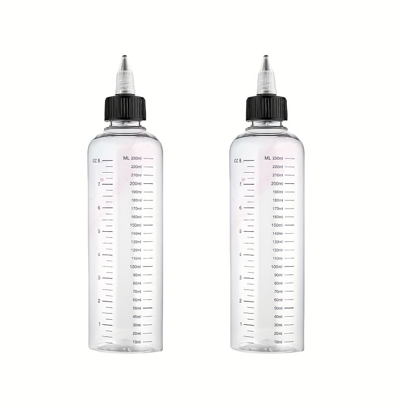 TEMU 2pcs 8.5 Oz (241g) Empty Pet Graduated Hair Color Applicator Bottles - Refillable, For Salon And Home Hair Coloring - Application, Reusable Cosmetic Containers