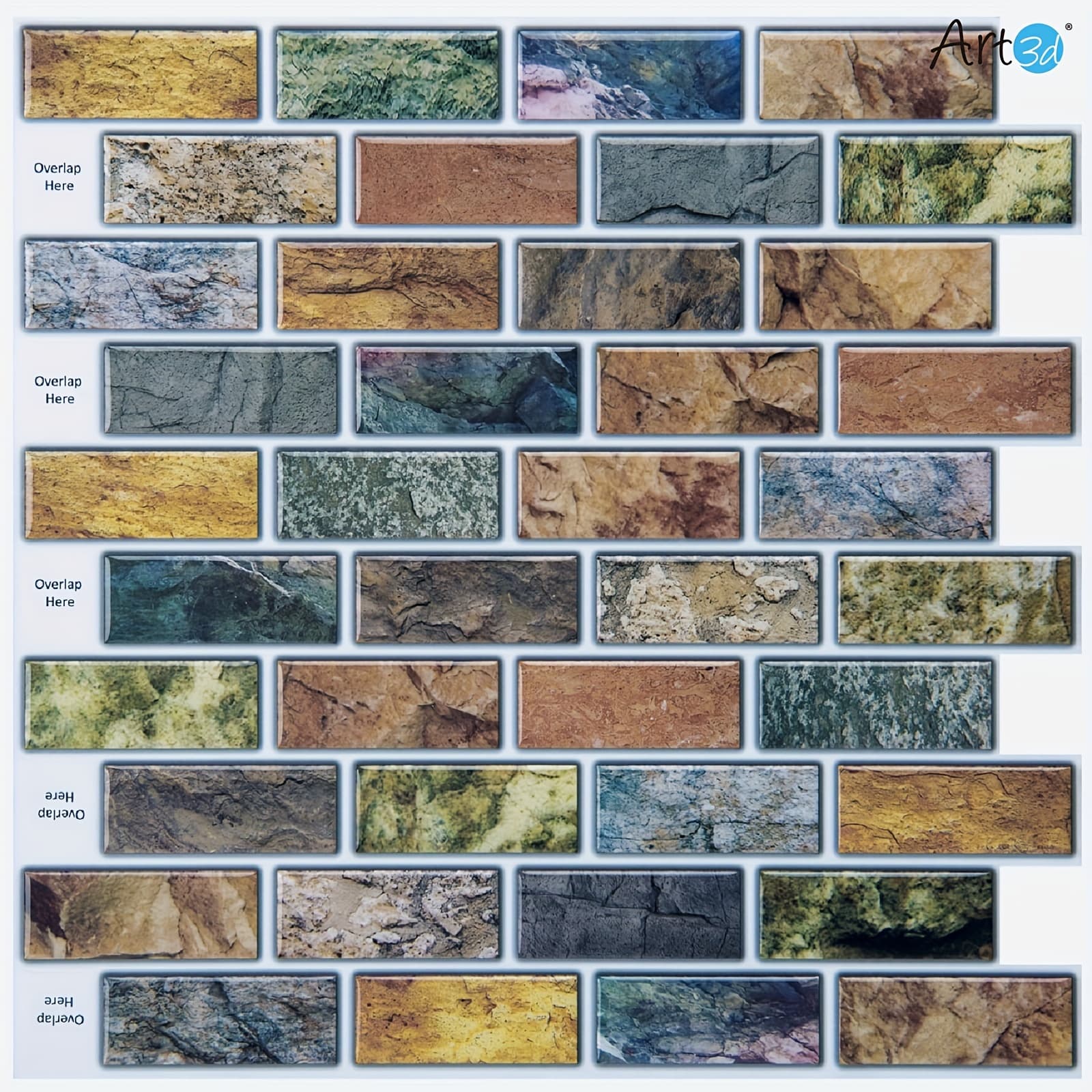 TEMU Art3d 10pcs 12 In. X 12 In. Peel And Stick Backsplash Tile Design, 10 Sq Ft/case