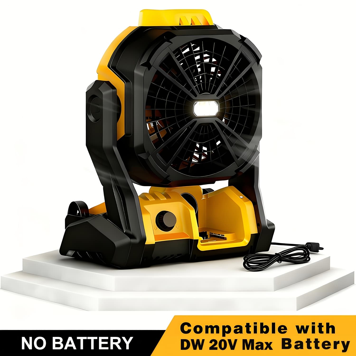 TEMU Battery Powered Fan, Cordless Fan For 20v , Portable Camping Fan With Led Lights, Variable Speed, Hanging Hook - Electric Fan For Outdoor, Tent, Workshop, Indoor Use, Battery Not Included