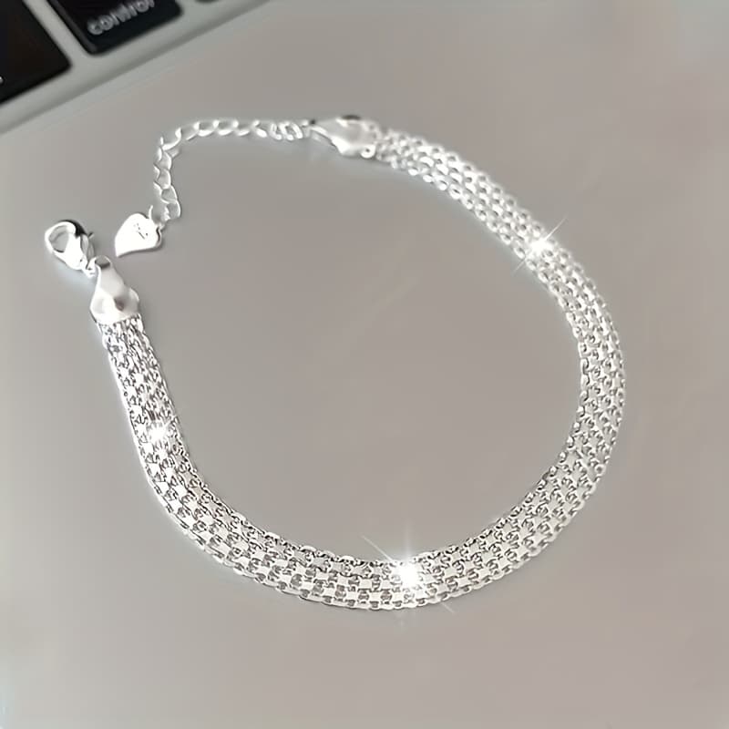 TEMU Sparkling S925 Sterling Silver Hypoallergenic Bracelet, Elegant And Luxurious Men's And Women's Banquet Hand Jewelry. 3.65 G/0.13oz