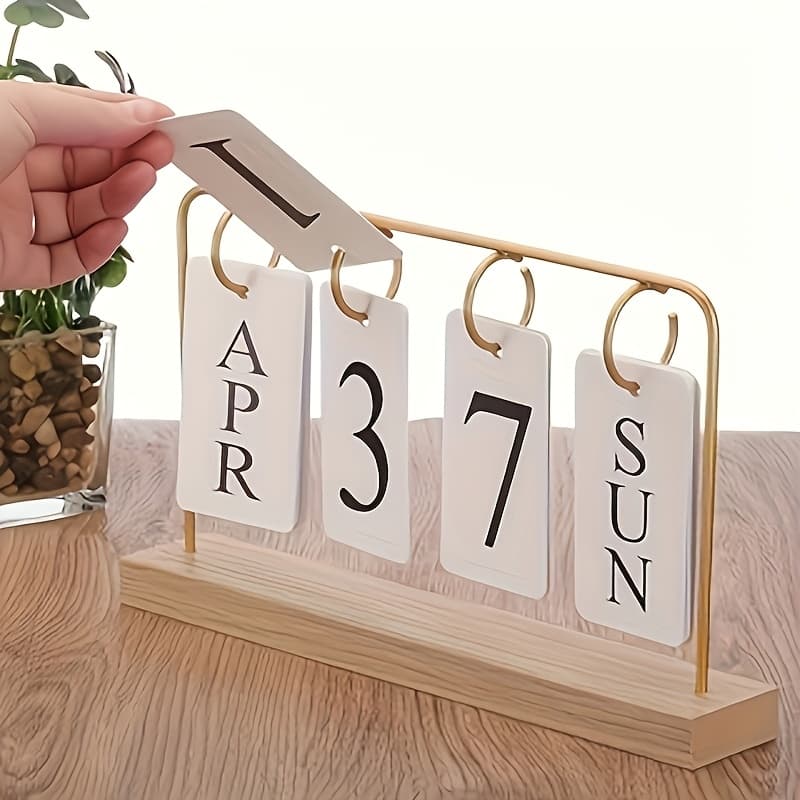 TEMU Perpetual Calendar With Flip - Page Design - , Replaceable Date Display - Suitable For Decor, Wall - Mounted Or Desktop Use