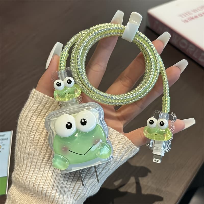 TEMU - Frog Phone Charger Protector, Wear-resistant And Anti-bend Cable Sleeve, Compatible With 18w/20w