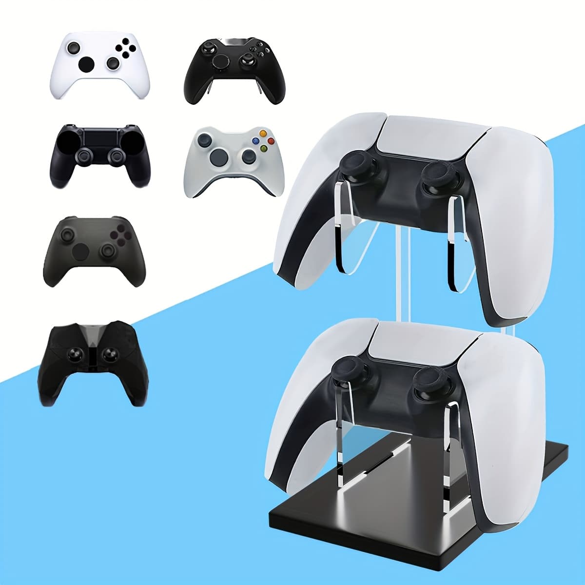 TEMU Controller Stand For Ps5/ps4/switch Pro/ Elite// 360 Dual-layer Game Controllers - Vertical/horizontal Gaming, Desk & Tv/easel Mount, Compatible With Single/for Dual- Consoles